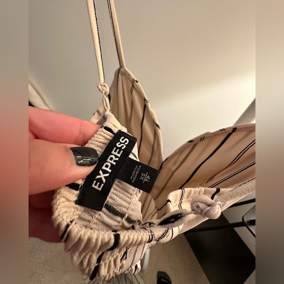 SOLD: Cream Striped Jumpsuit - Picture 3 of 4